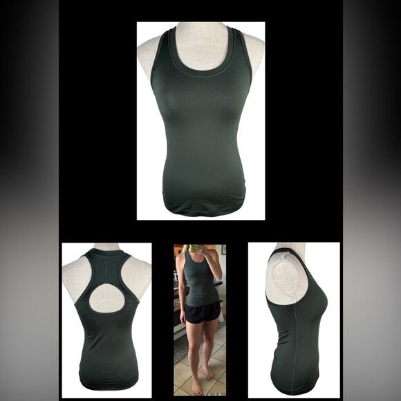 Athleta Women’s Dark Green Nitro Keyhole Back Stretchy Athletic Tank Top - Picture 1 of 7